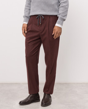 Brunello Cucinelli Burgundy wool and cashmere pants ME499E1710
