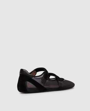 Premiata Black combination ballet flats with Velcro M7312