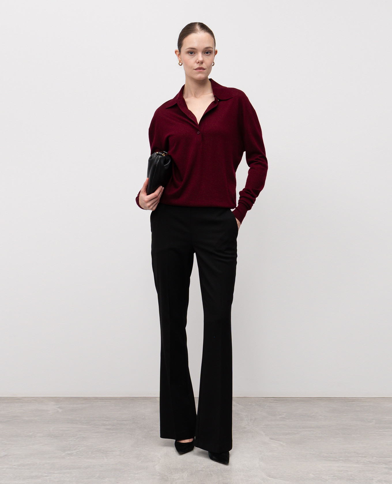 

Burgundy cashmere polo shirt Jacob Lee