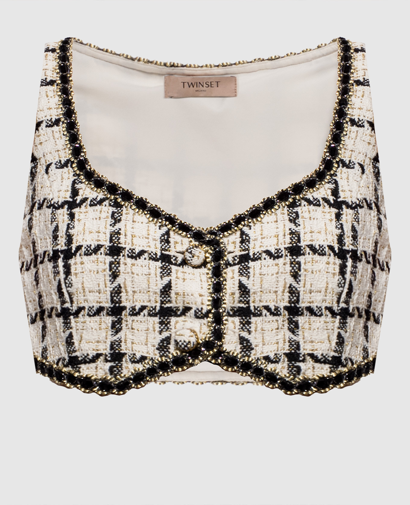 Ivory checked tweed top