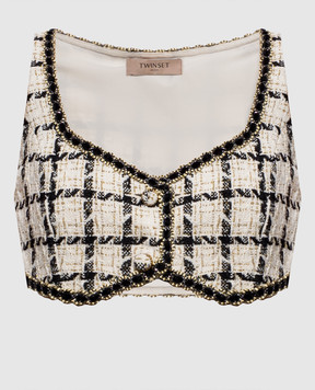 Twinset Ivory checked tweed top 262TP2753