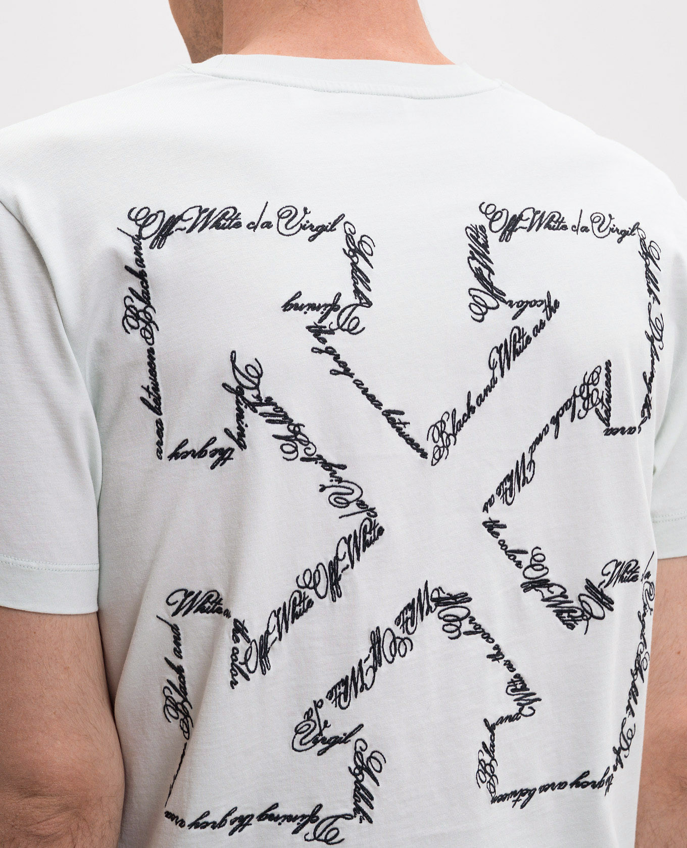 

Green Script Arrow Embroidered T-Shirt Off-White