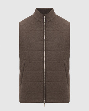 Bertolo Cashmere Brown wool and cashmere vest 000356002732