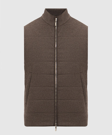 Bruin vest van wol en kasjmier