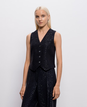Peserico Blue sequined wool vest A03531D01515