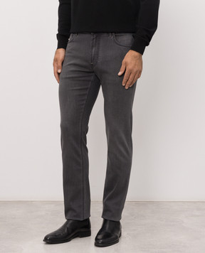 Stefano Ricci Grey jeans with logo patch MST63B2030T01519