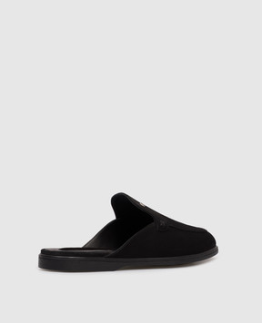 Stefano Ricci Black suede mules with emblem UC64G2396SDP