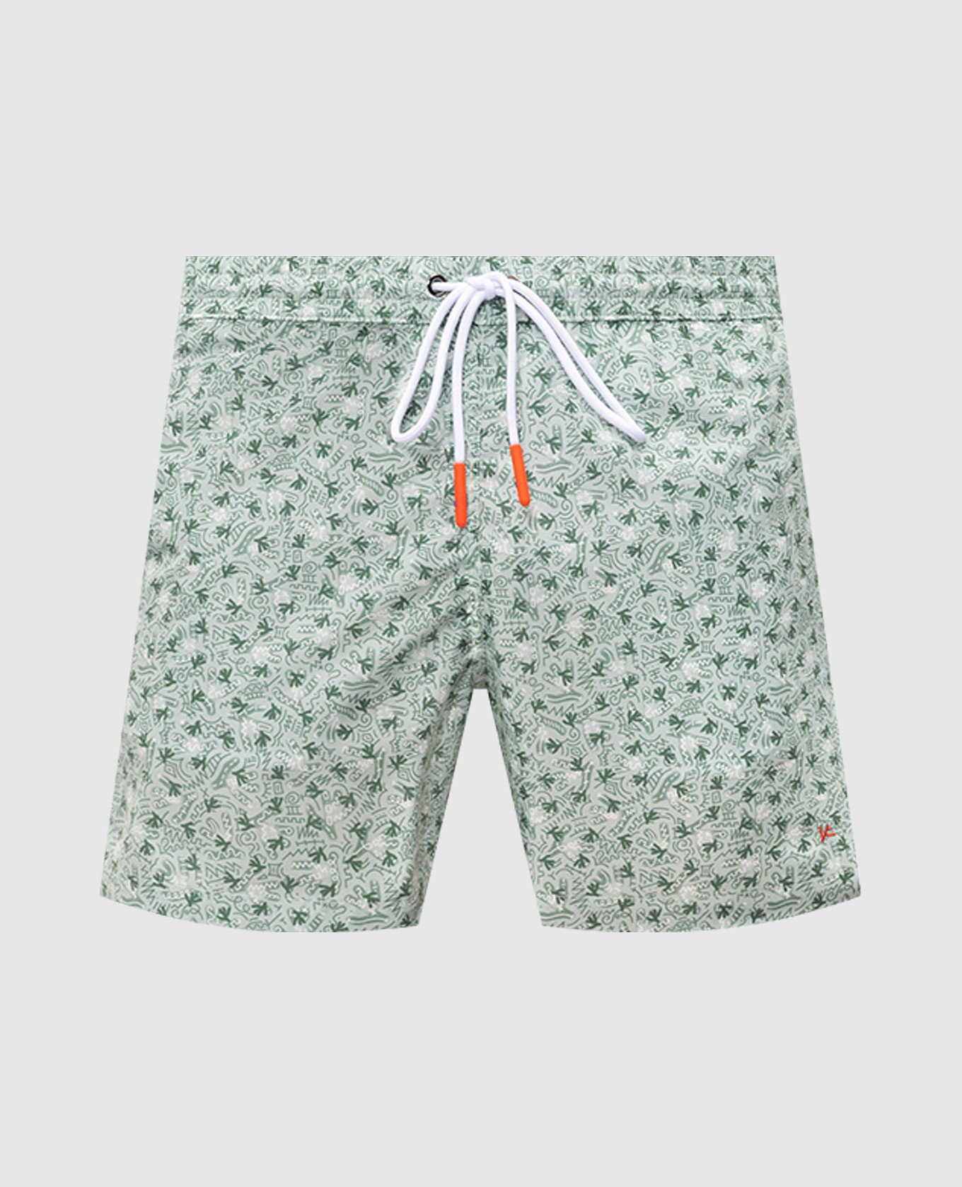 

Green printed swim shorts with embroidered logo ISAIA