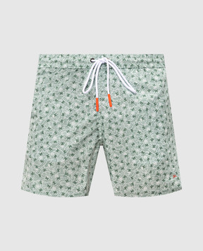 ISAIA Green printed swim shorts with embroidered logo COSI19BW260