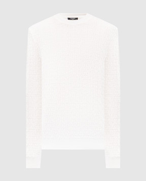 Balmain White wool and linen jumper GH1KD000KI03