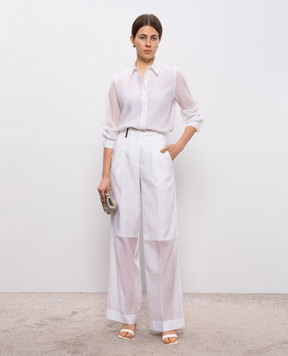 Peserico White silk pants with patch A04092D08372
