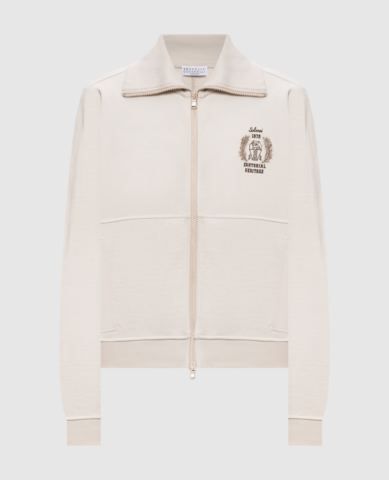 Ivory sports jacket with logo embroidery