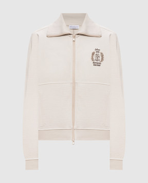 Brunello Cucinelli Ivory sports jacket with logo embroidery MN05NB2X06