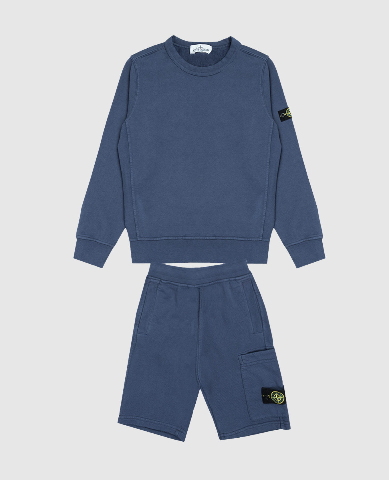 Children's blue sweatshirt and shorts suit
