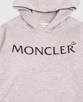 Moncler ENFANT Children's gray insulated hoodie with logo print L29548G00016899PS