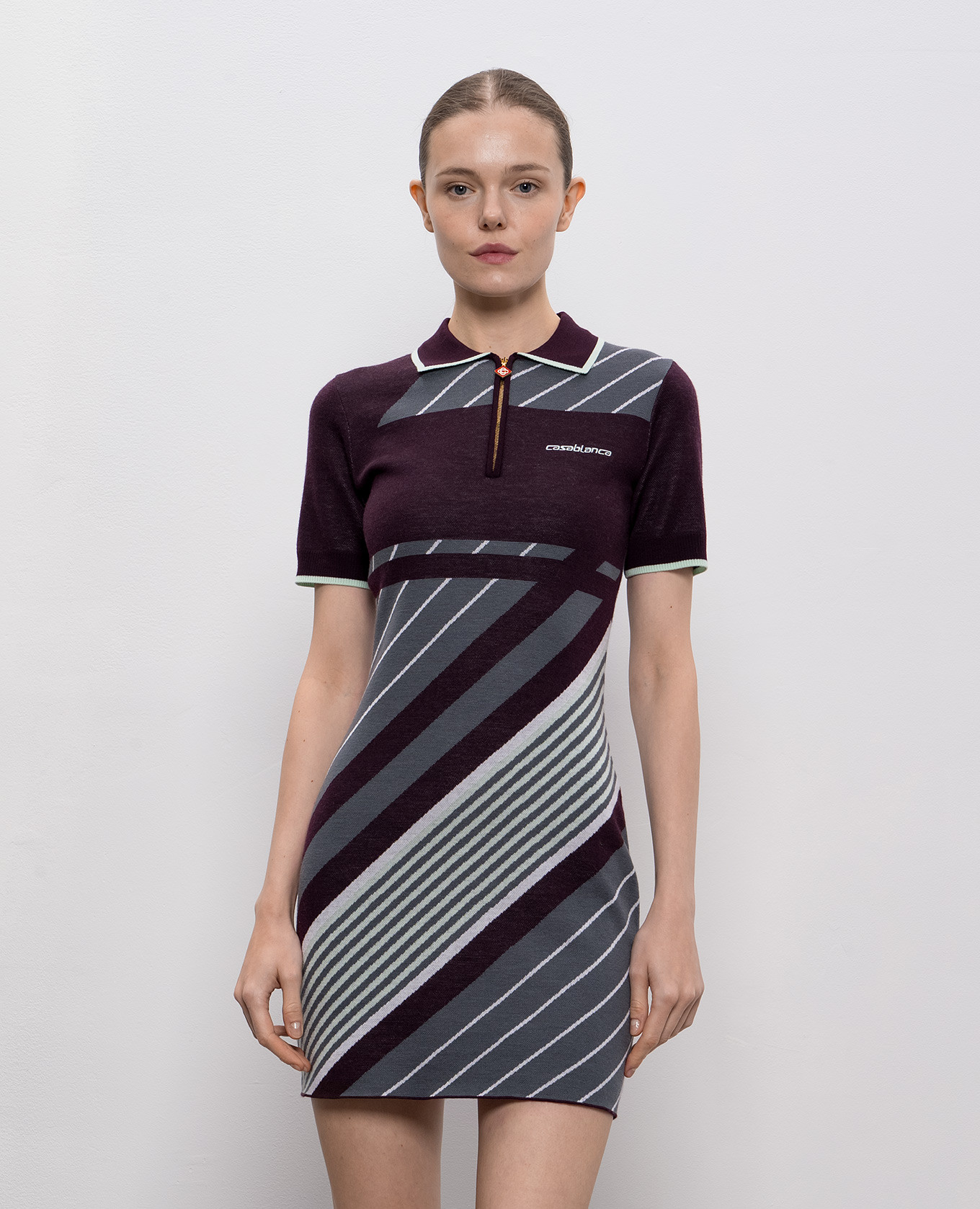 Patterned merino wool polo dress Casablanca 3