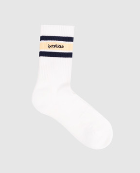Sporty & Rich Serif children's white socks with contrasting logo AC09876300WH92