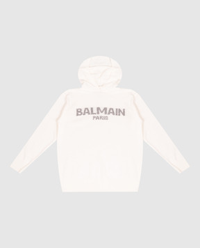 Balmain Children's ivory hoodie with logo BZ9H00Z34041214