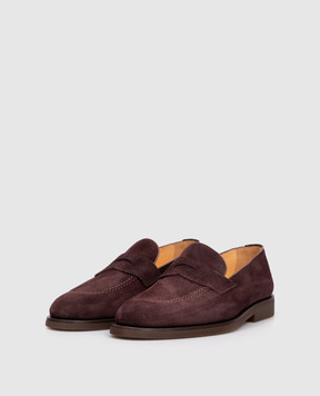 Brunello Cucinelli Burgundy suede loafers MZUDERE705