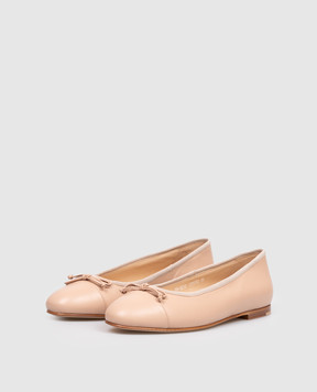 Babe Pay Pls Pink leather ballet flats with a bow 215152KO