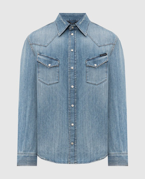 Dolce&Gabbana Blue denim shirt with holes G5OD5DG8OJ3