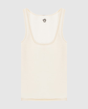 Versace Ivory wool T-shirt with embroidered logo 10236981A17548
