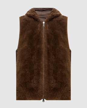 Brunello Cucinelli Brown reversible hooded vest MPMWE3080X