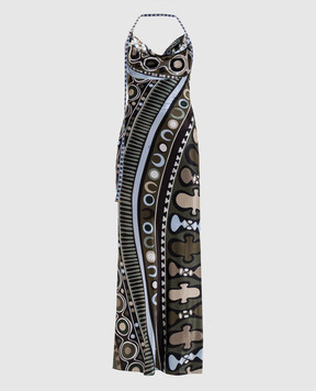 PUCCI Khaki dress with printed silk 6HRI106H888