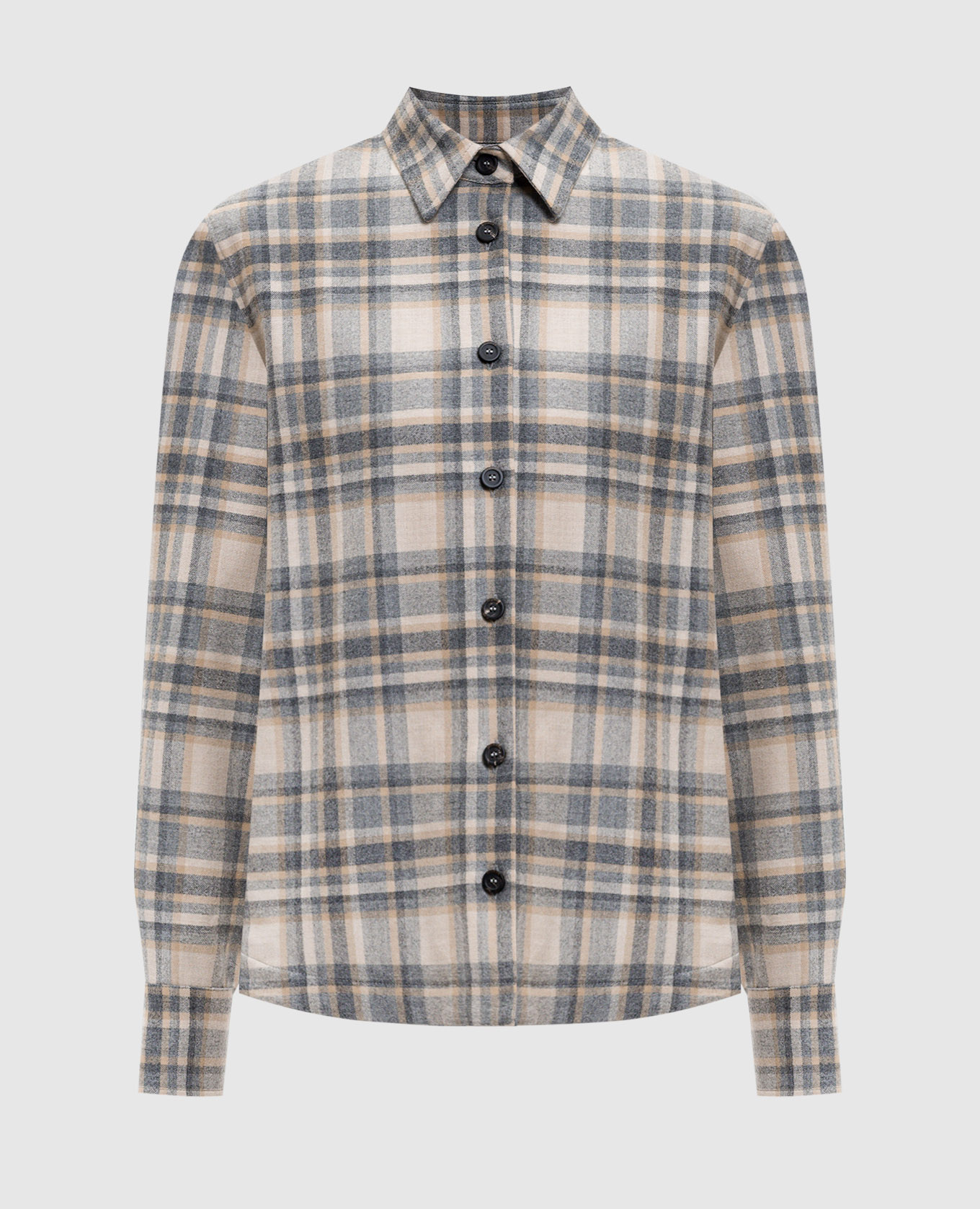 

Beige wool check shirt Peserico