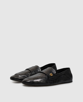 Balmain Black leather loafers with monogram HN1UO257LRKN