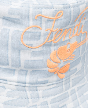 Fendi Children's blue linen panama with emblem print JUP077AWM1