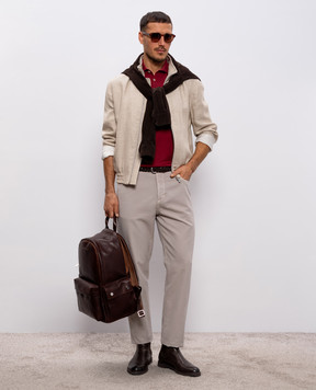 Brunello Cucinelli Grey pants with logo patch M252DF1010