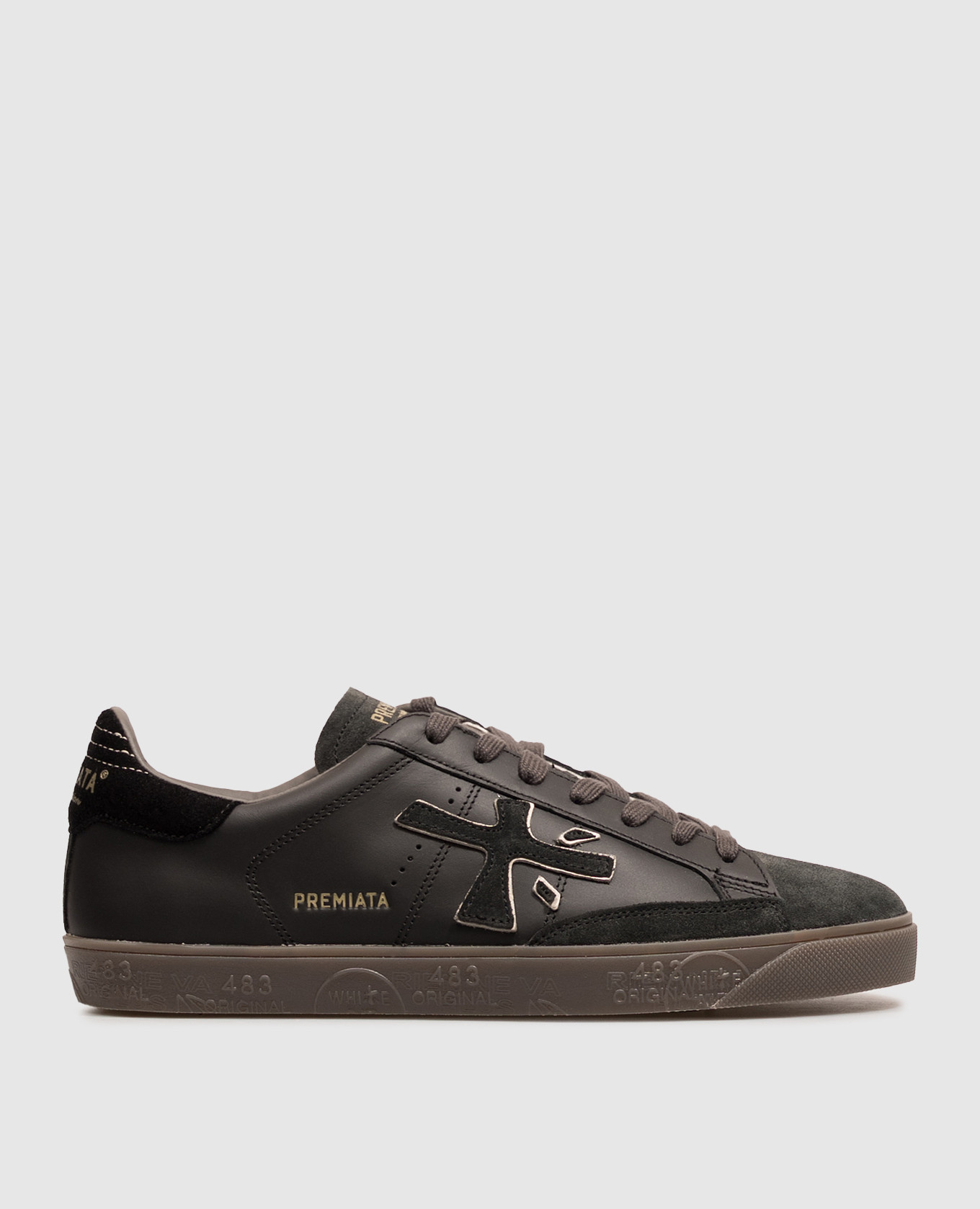 Steven black leather sneakers