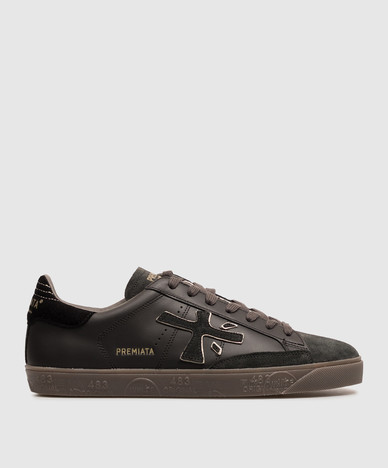 Baskets Steven en cuir noir