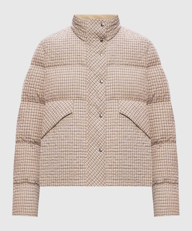 Beige Cloante checked down jacket