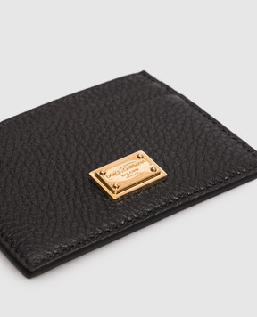 Dolce&Gabbana Black leather cardholder with logo plate BI0330A0841