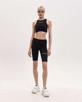Palm Angels Black top with logo print PWVO039S26FAB001