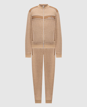 Stefano Ricci Brown silk and linen tracksuit K919052R31T26103P3P
