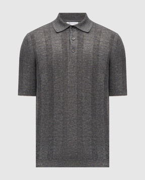 Brunello Cucinelli Grey polo with linen M2L707815