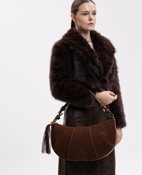 Twinset Brown suede bag with tassel 262TD8231