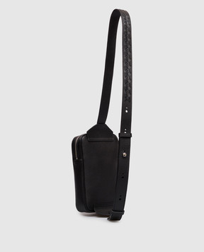 Serapian Black leather sling bag with logo SRCMOMML738715A001