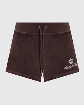 Sporty & Rich Juicy brown velour shorts SH057716689BR03