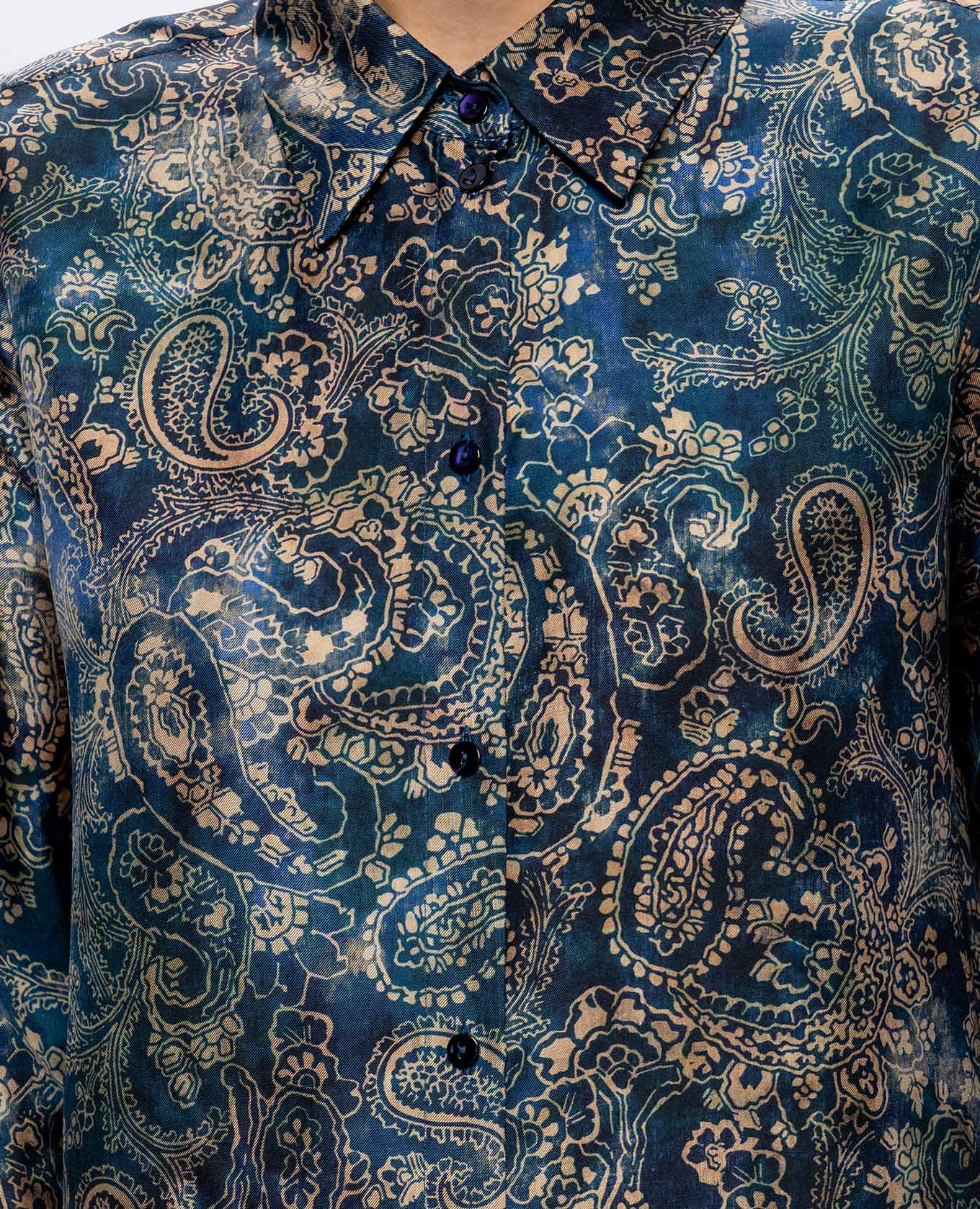 Blue Meudon silk blouse Momoni 5