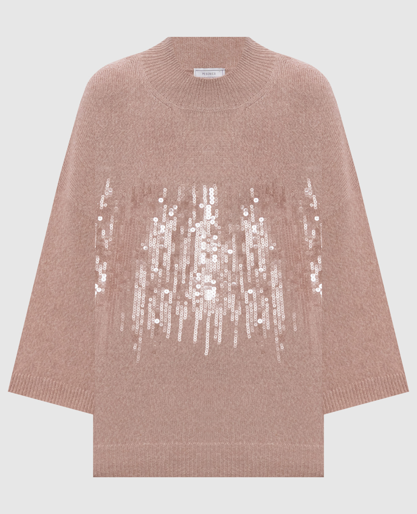 Beige wool sweater with sequins