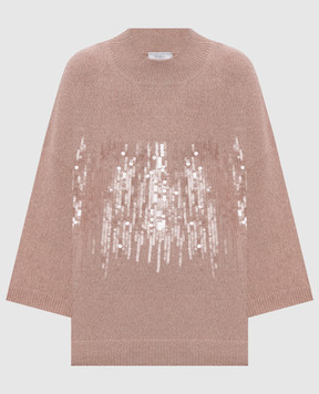 Peserico Beige wool sweater with sequins A99834F07RL9100