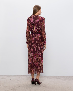 Nissa Burgundy dress with floral print RC16820