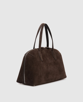 Toteme Brown suede tote bag with logo print 254WAL0110LE0004-