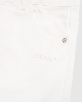 Off-White Children's white denim skirt with logo print 44GYF00AS26D001