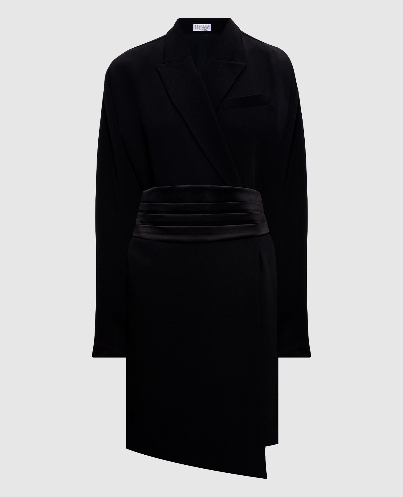 Black jacket dress with silk Brunello Cucinelli