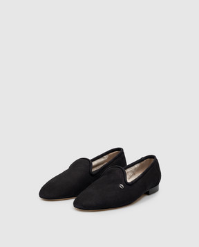 Toteme Black leather ballet flats with fur 264WAS0393LE0116